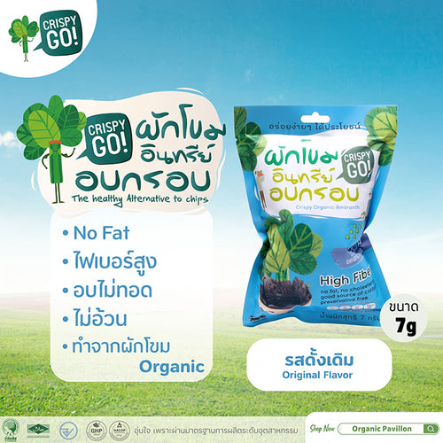 Crispy GO คริสปี้โก Roasted Organic Amaranth ขนมผักโขมอินทรีย์อบกรอบ